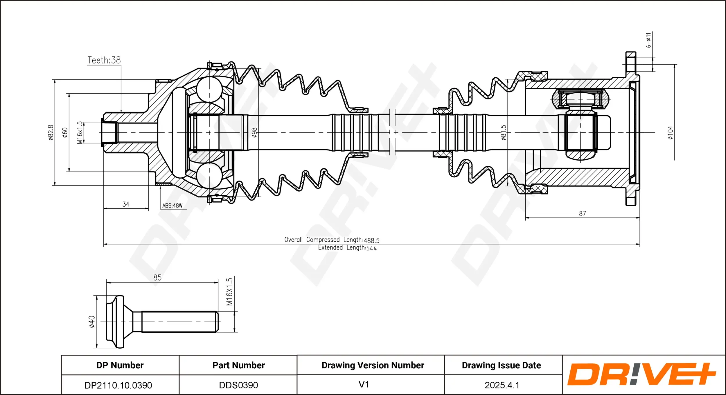 Antriebswelle Dr!ve+ DP2110.10.0390