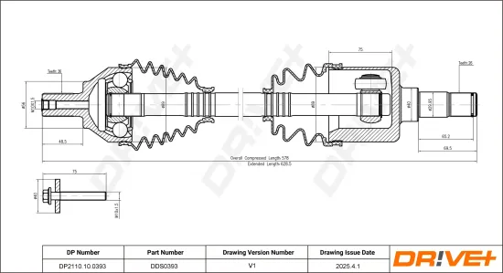 Antriebswelle Vorderachse links Dr!ve+ DP2110.10.0393 Bild Antriebswelle Vorderachse links Dr!ve+ DP2110.10.0393