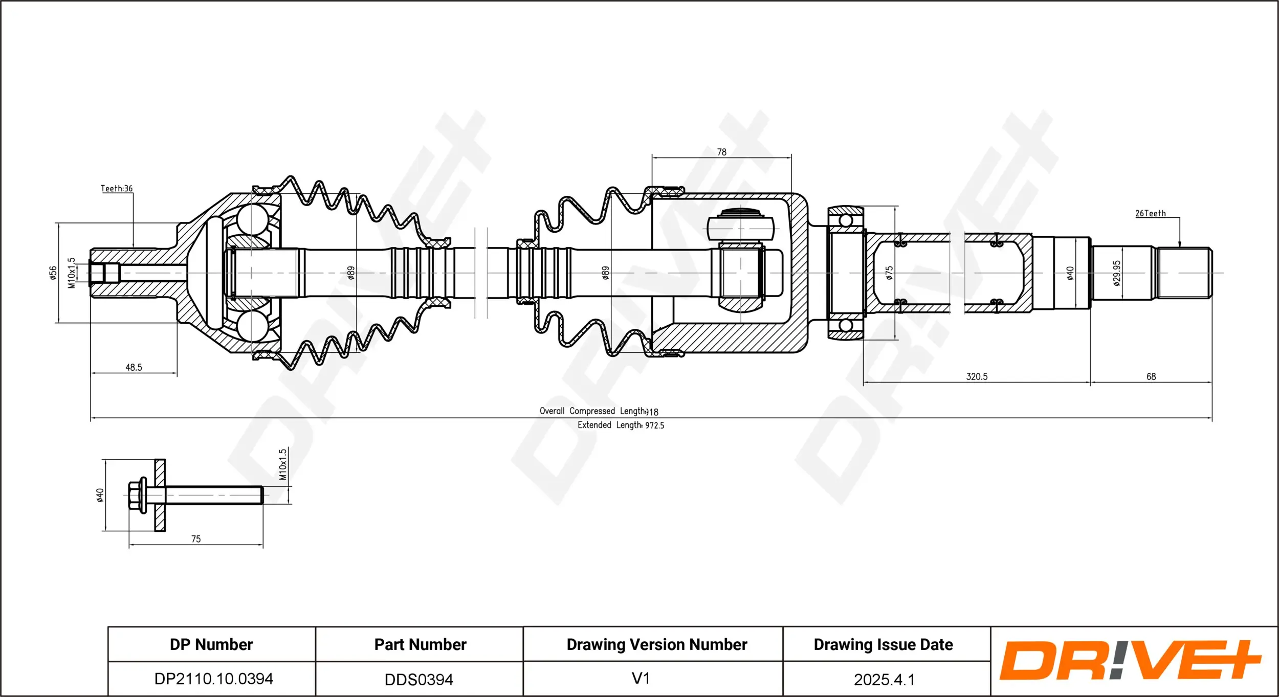 Antriebswelle Vorderachse rechts Dr!ve+ DP2110.10.0394