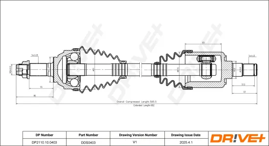 Antriebswelle Vorderachse rechts Dr!ve+ DP2110.10.0403 Bild Antriebswelle Vorderachse rechts Dr!ve+ DP2110.10.0403