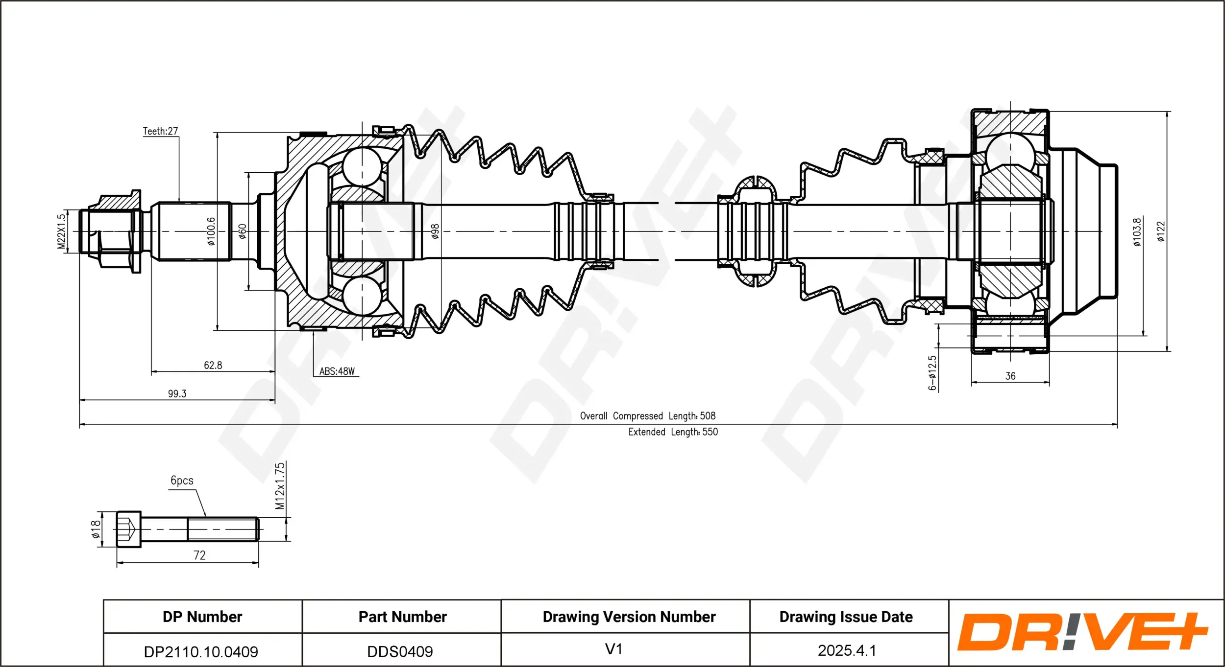 Antriebswelle Dr!ve+ DP2110.10.0409