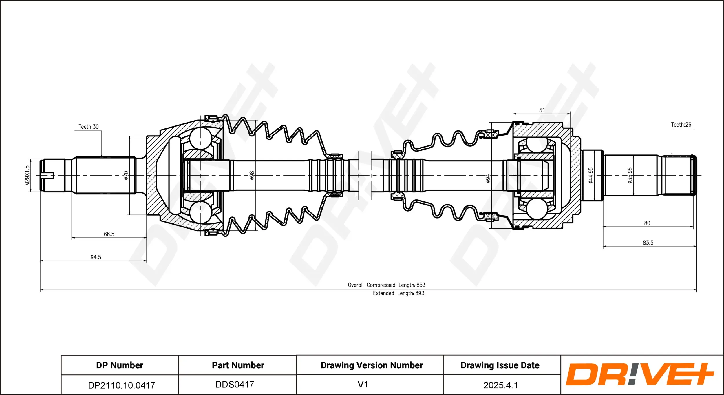 Antriebswelle Dr!ve+ DP2110.10.0417