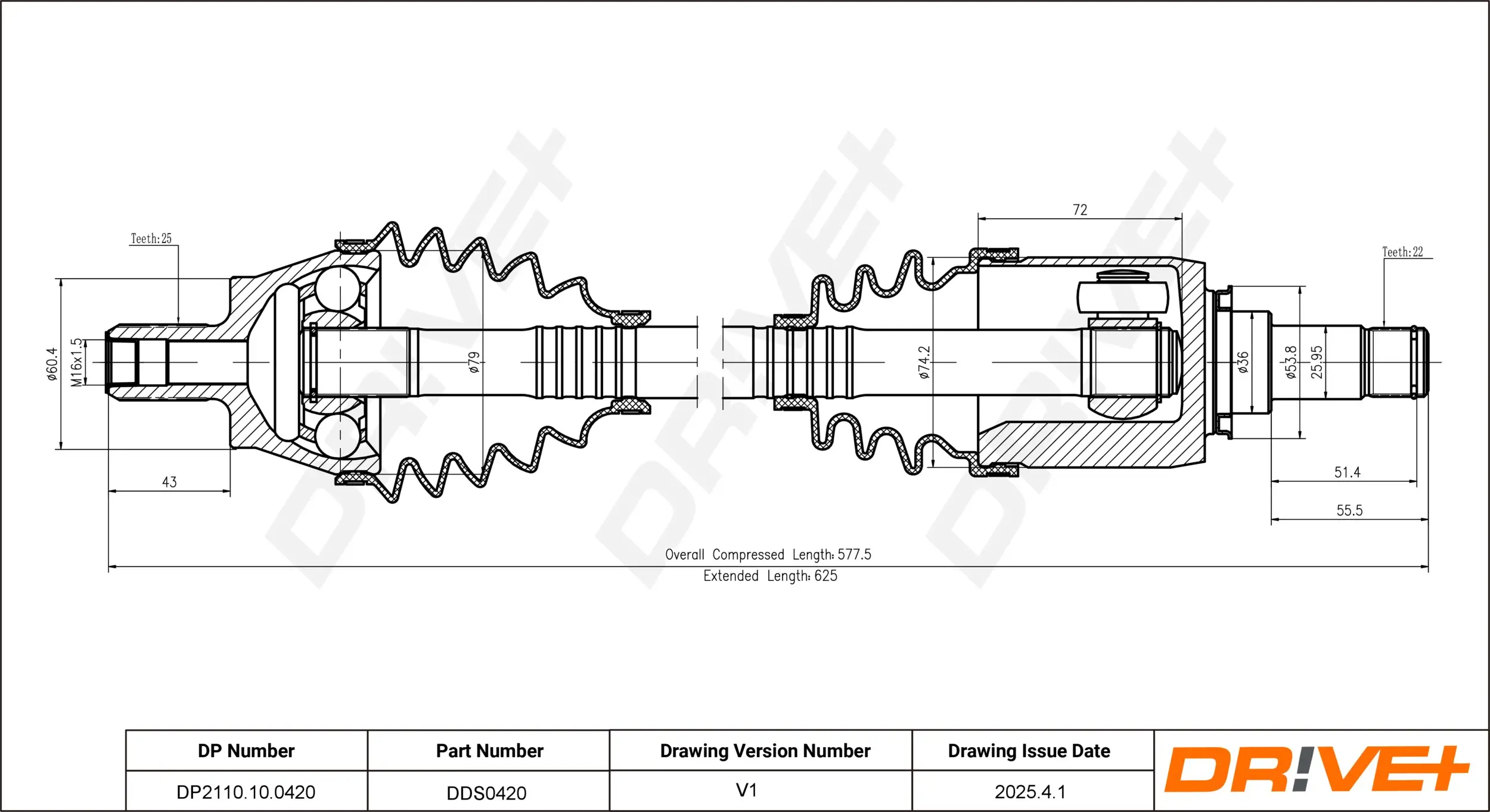 Antriebswelle Vorderachse links Dr!ve+ DP2110.10.0420