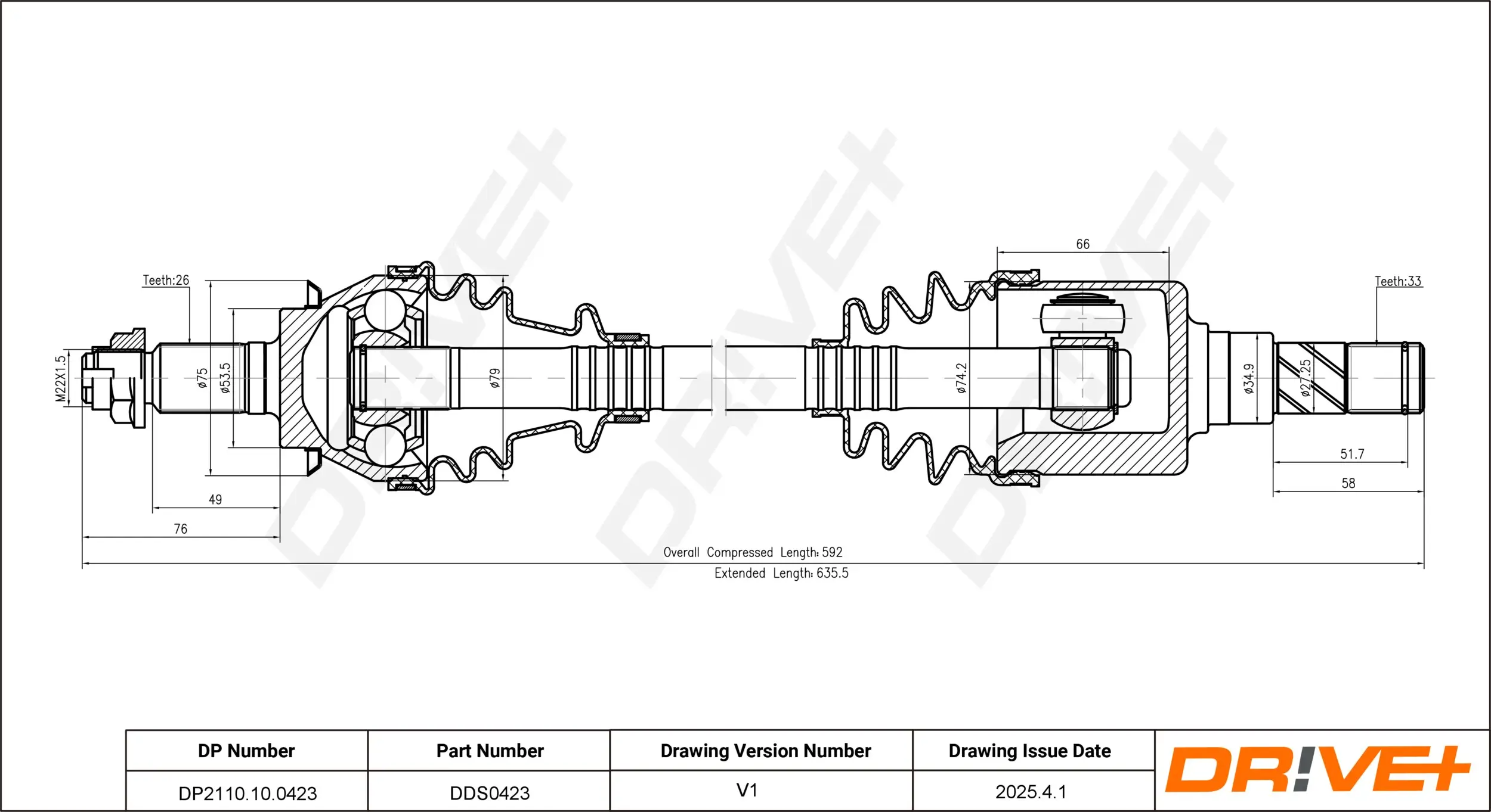 Antriebswelle Vorderachse links Dr!ve+ DP2110.10.0423