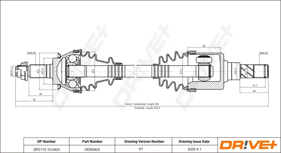 Antriebswelle Vorderachse links Dr!ve+ DP2110.10.0423 Bild Antriebswelle Vorderachse links Dr!ve+ DP2110.10.0423