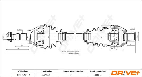 Antriebswelle Vorderachse rechts Dr!ve+ DP2110.10.0449 Bild Antriebswelle Vorderachse rechts Dr!ve+ DP2110.10.0449