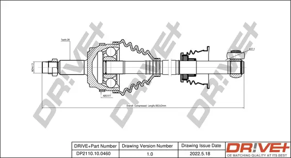 Antriebswelle Vorderachse links Dr!ve+ DP2110.10.0460