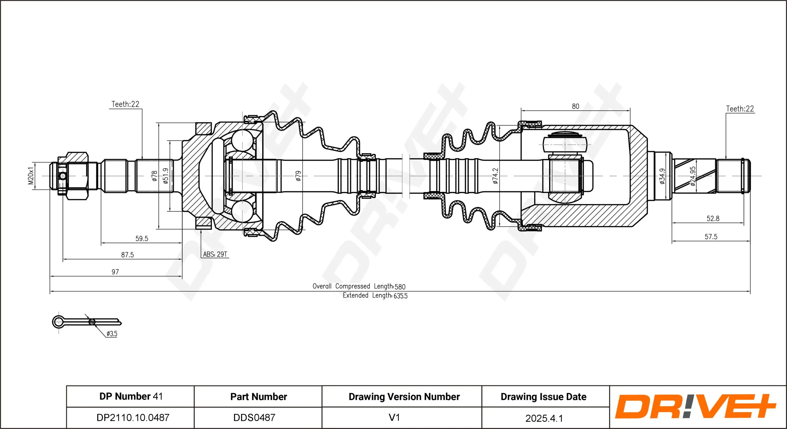 Antriebswelle Vorderachse links Dr!ve+ DP2110.10.0487