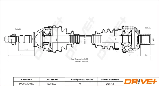 Antriebswelle Vorderachse rechts Dr!ve+ DP2110.10.0502 Bild Antriebswelle Vorderachse rechts Dr!ve+ DP2110.10.0502