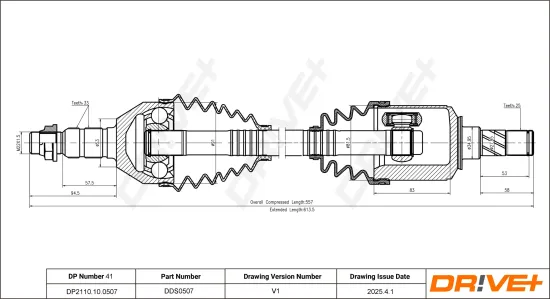 Antriebswelle Vorderachse links Dr!ve+ DP2110.10.0507 Bild Antriebswelle Vorderachse links Dr!ve+ DP2110.10.0507