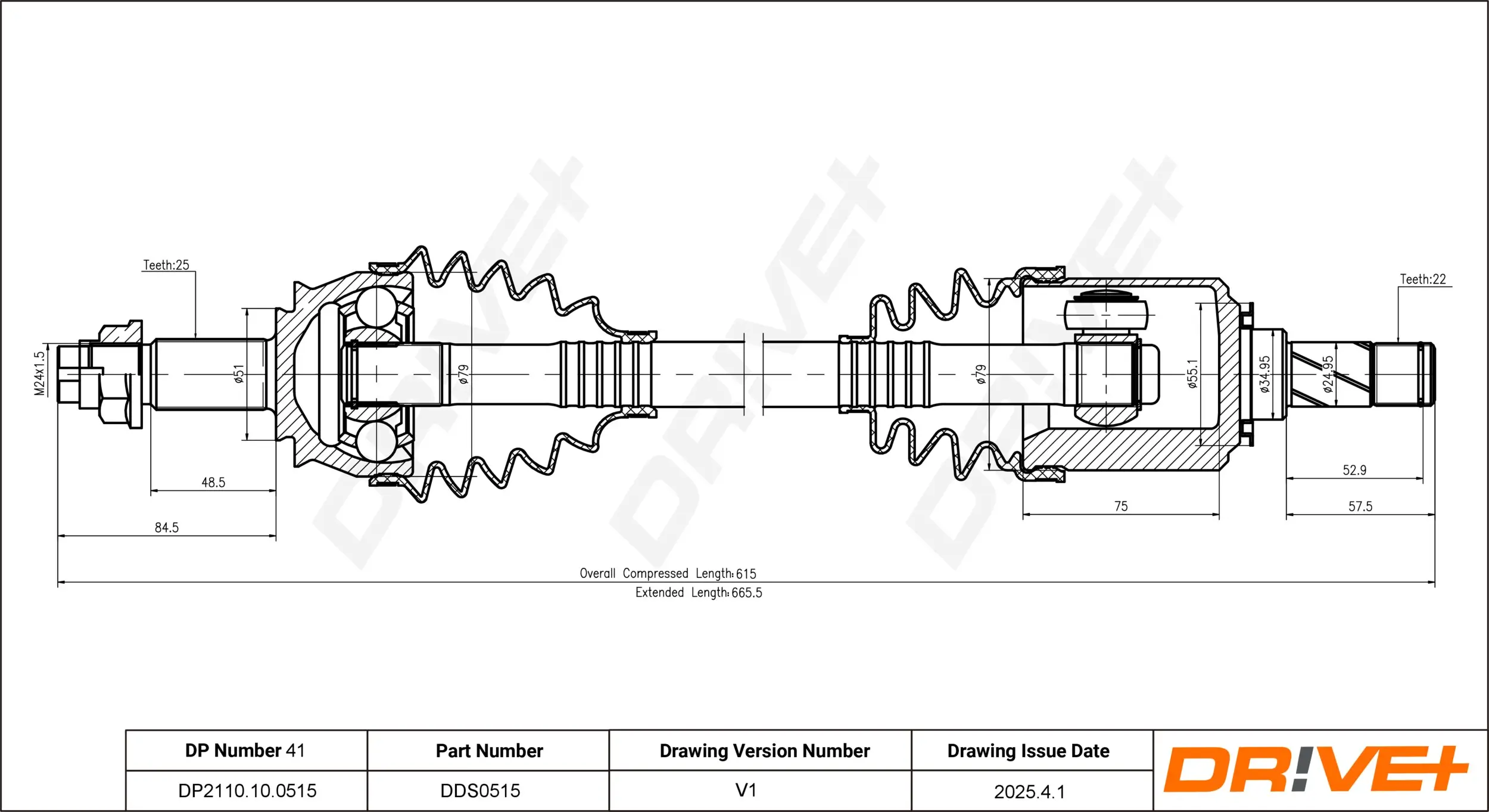 Antriebswelle Vorderachse links Dr!ve+ DP2110.10.0515