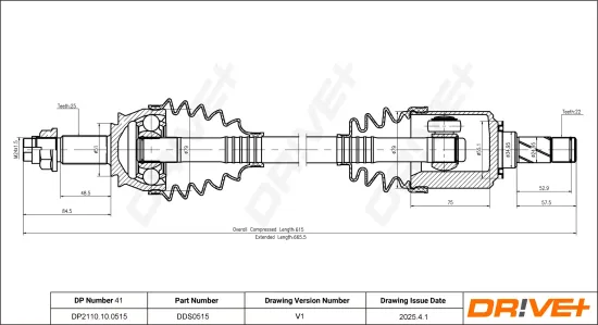 Antriebswelle Vorderachse links Dr!ve+ DP2110.10.0515 Bild Antriebswelle Vorderachse links Dr!ve+ DP2110.10.0515