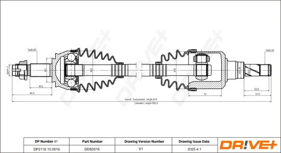 Antriebswelle Vorderachse rechts Dr!ve+ DP2110.10.0516 Bild Antriebswelle Vorderachse rechts Dr!ve+ DP2110.10.0516