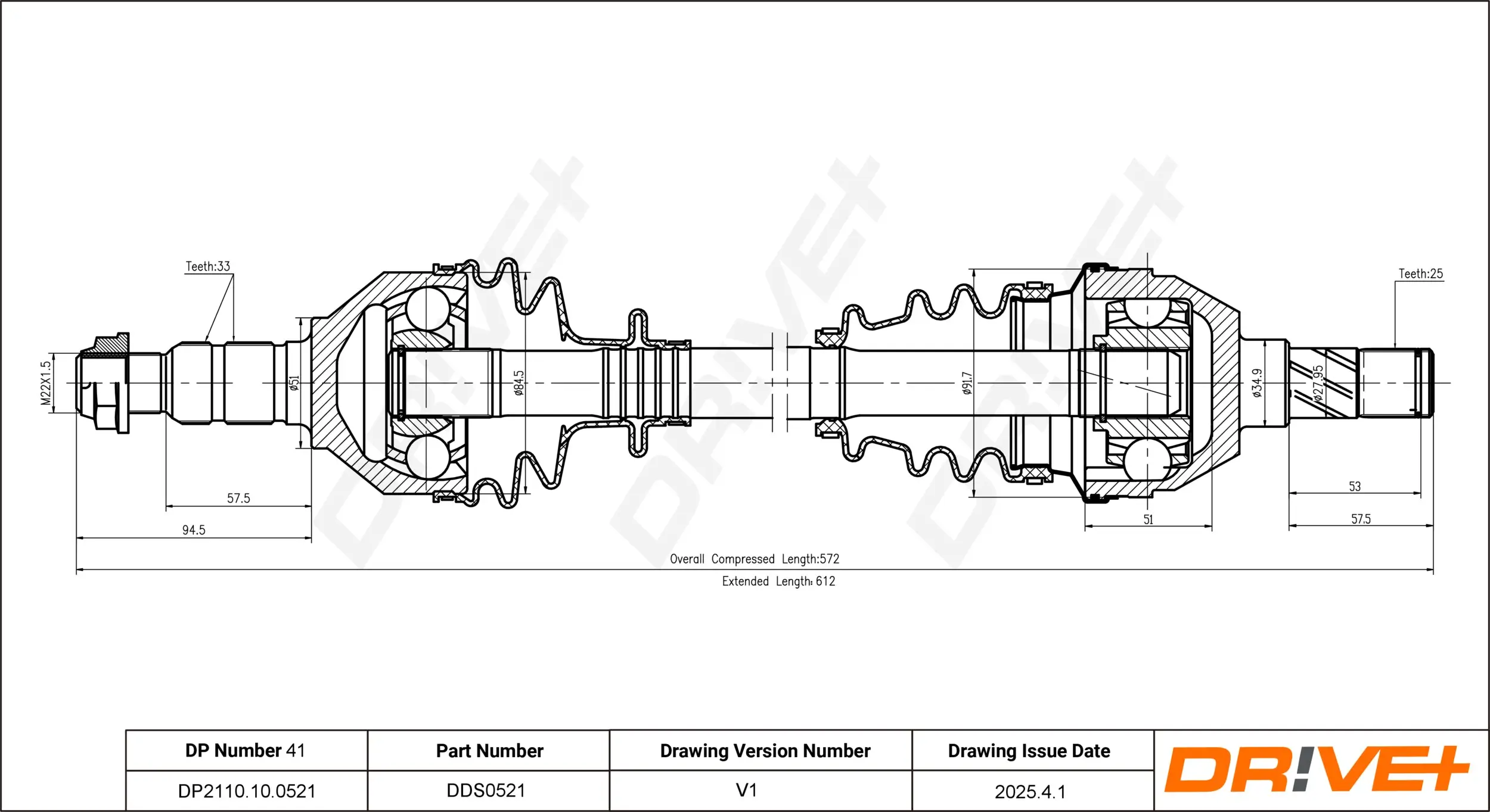 Antriebswelle Vorderachse links Dr!ve+ DP2110.10.0521