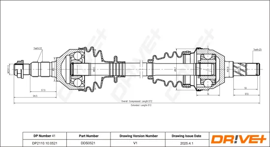 Antriebswelle Vorderachse links Dr!ve+ DP2110.10.0521 Bild Antriebswelle Vorderachse links Dr!ve+ DP2110.10.0521