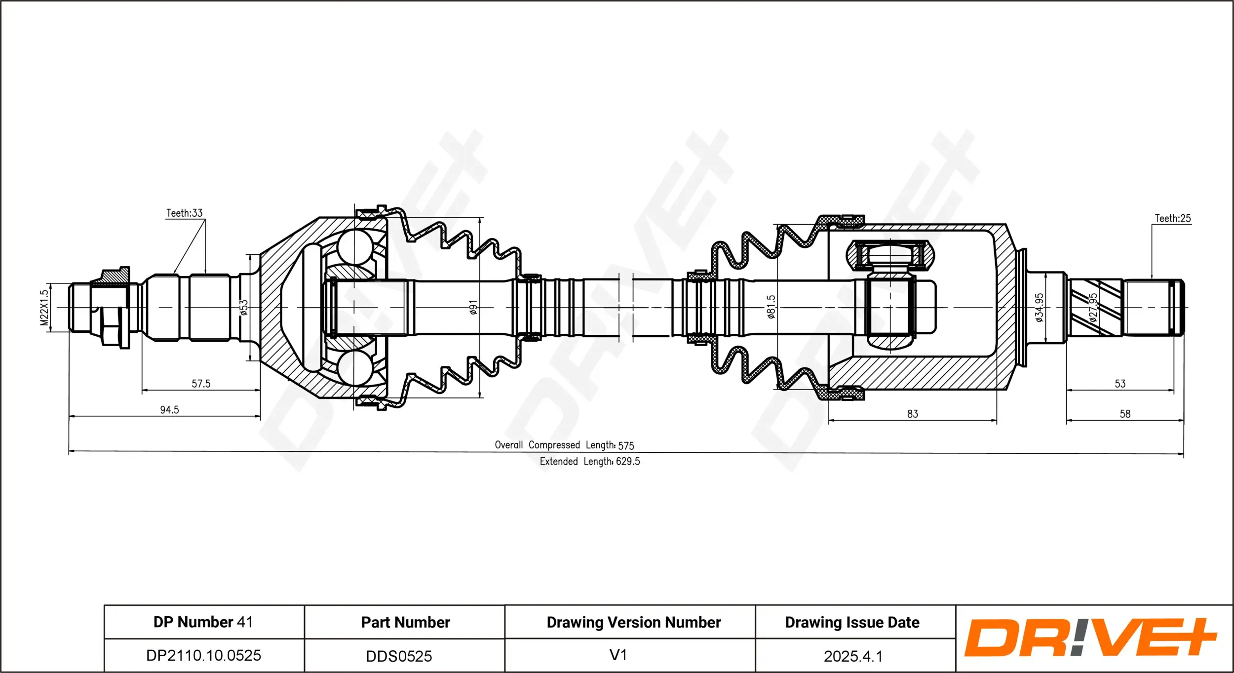 Antriebswelle Vorderachse links Dr!ve+ DP2110.10.0525
