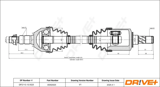 Antriebswelle Vorderachse links Dr!ve+ DP2110.10.0525 Bild Antriebswelle Vorderachse links Dr!ve+ DP2110.10.0525