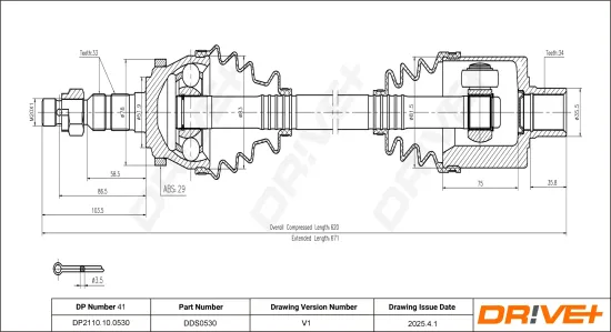 Antriebswelle Vorderachse rechts Dr!ve+ DP2110.10.0530 Bild Antriebswelle Vorderachse rechts Dr!ve+ DP2110.10.0530