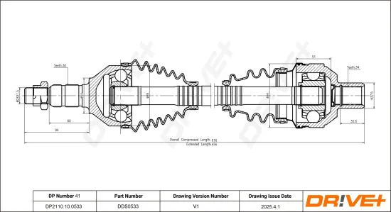 Antriebswelle Vorderachse rechts Dr!ve+ DP2110.10.0533 Bild Antriebswelle Vorderachse rechts Dr!ve+ DP2110.10.0533