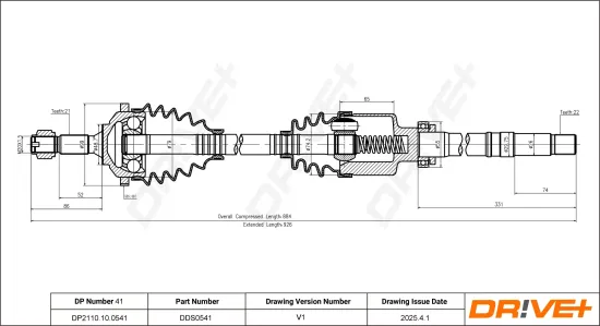 Antriebswelle Vorderachse rechts Dr!ve+ DP2110.10.0541 Bild Antriebswelle Vorderachse rechts Dr!ve+ DP2110.10.0541