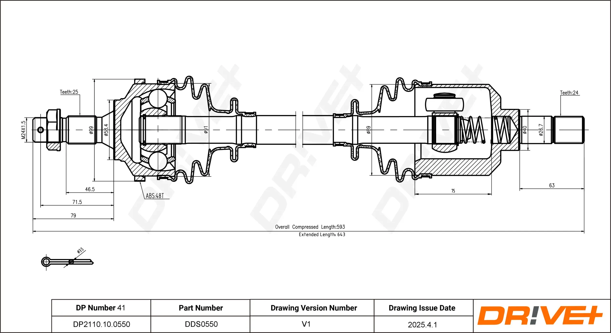 Antriebswelle Vorderachse links Dr!ve+ DP2110.10.0550