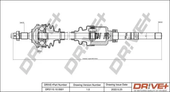 Antriebswelle Vorderachse rechts Dr!ve+ DP2110.10.0551 Bild Antriebswelle Vorderachse rechts Dr!ve+ DP2110.10.0551