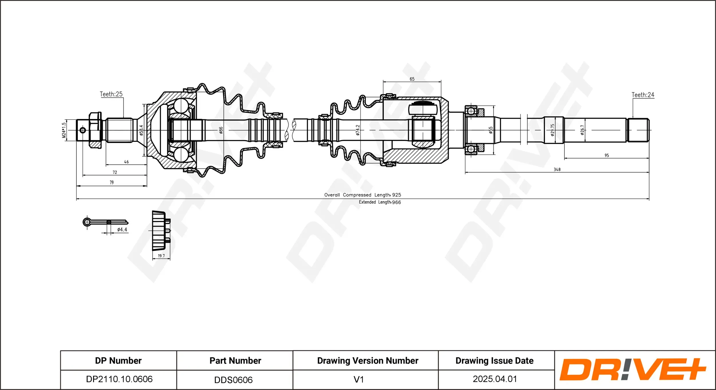 Antriebswelle Vorderachse rechts Dr!ve+ DP2110.10.0606