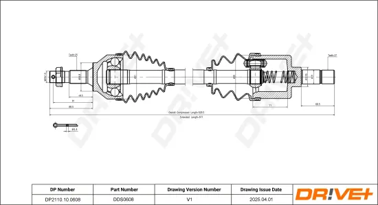 Antriebswelle Vorderachse links Dr!ve+ DP2110.10.0608 Bild Antriebswelle Vorderachse links Dr!ve+ DP2110.10.0608