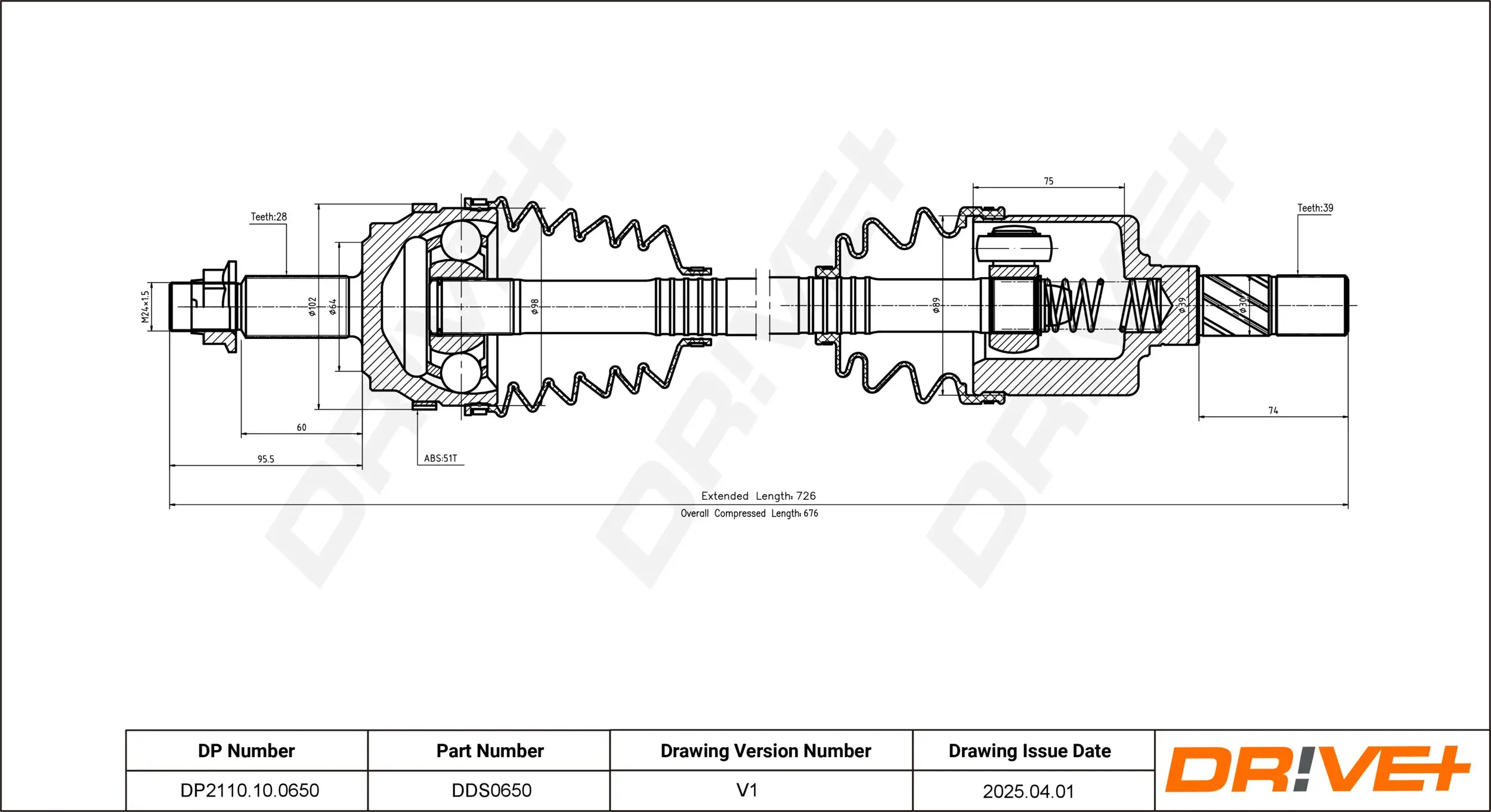 Antriebswelle Vorderachse links Dr!ve+ DP2110.10.0650