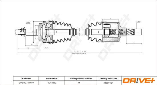 Antriebswelle Vorderachse links Dr!ve+ DP2110.10.0650 Bild Antriebswelle Vorderachse links Dr!ve+ DP2110.10.0650