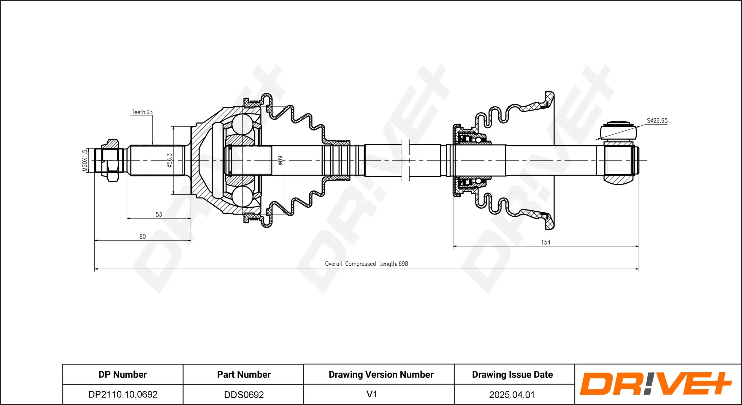 Antriebswelle Vorderachse links Dr!ve+ DP2110.10.0692