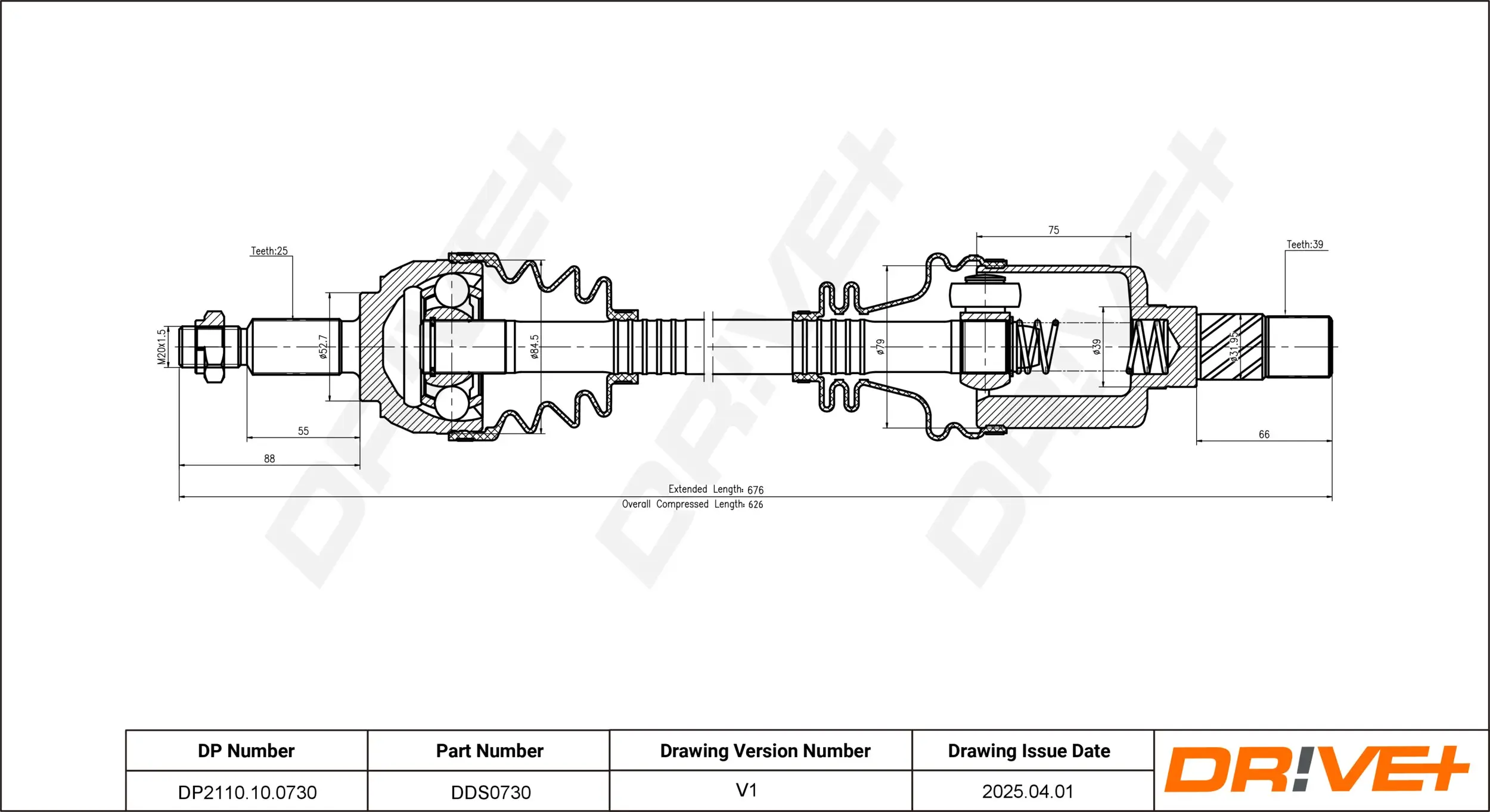 Antriebswelle Vorderachse links Dr!ve+ DP2110.10.0730
