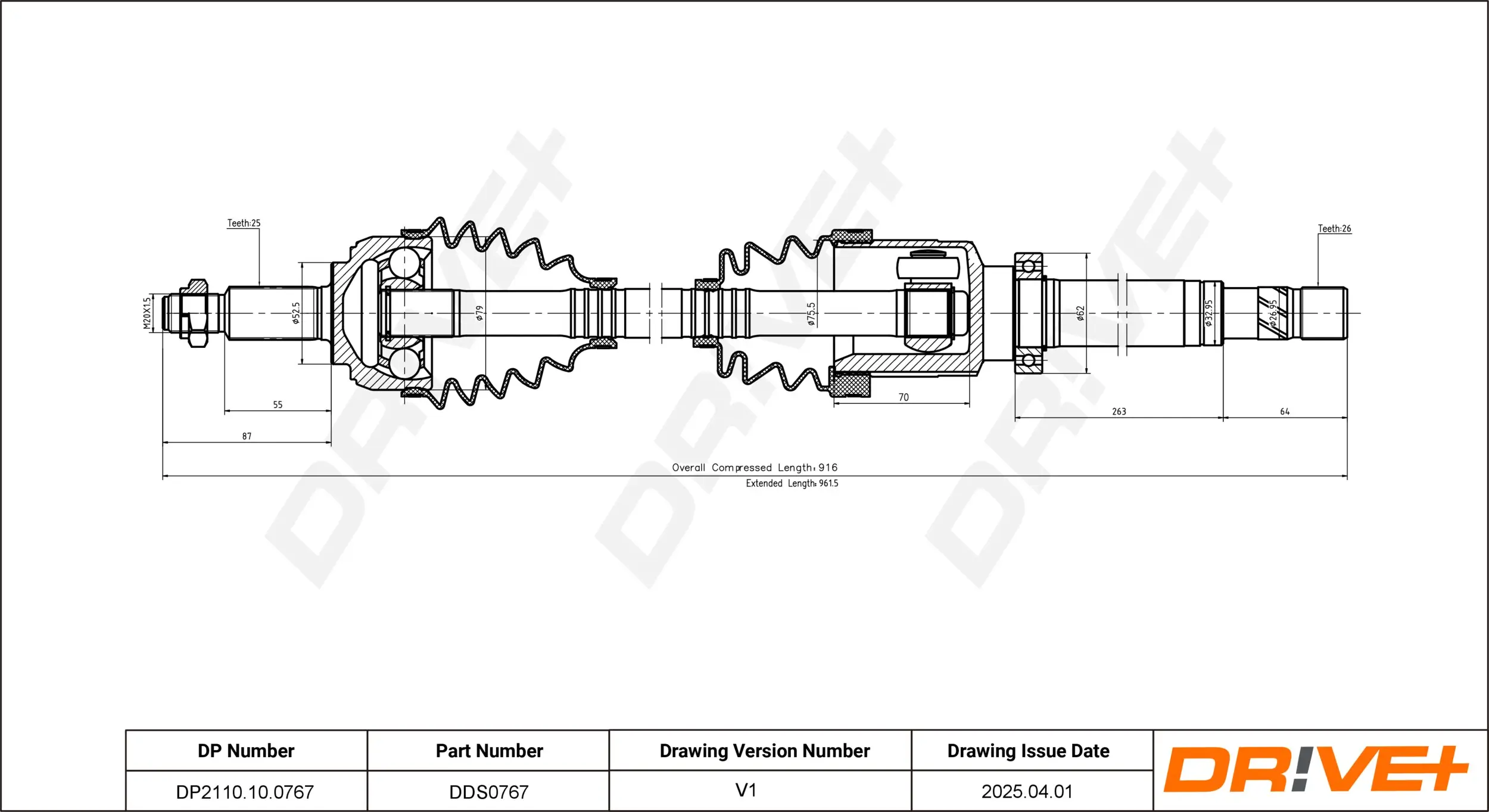Antriebswelle Vorderachse rechts Dr!ve+ DP2110.10.0767