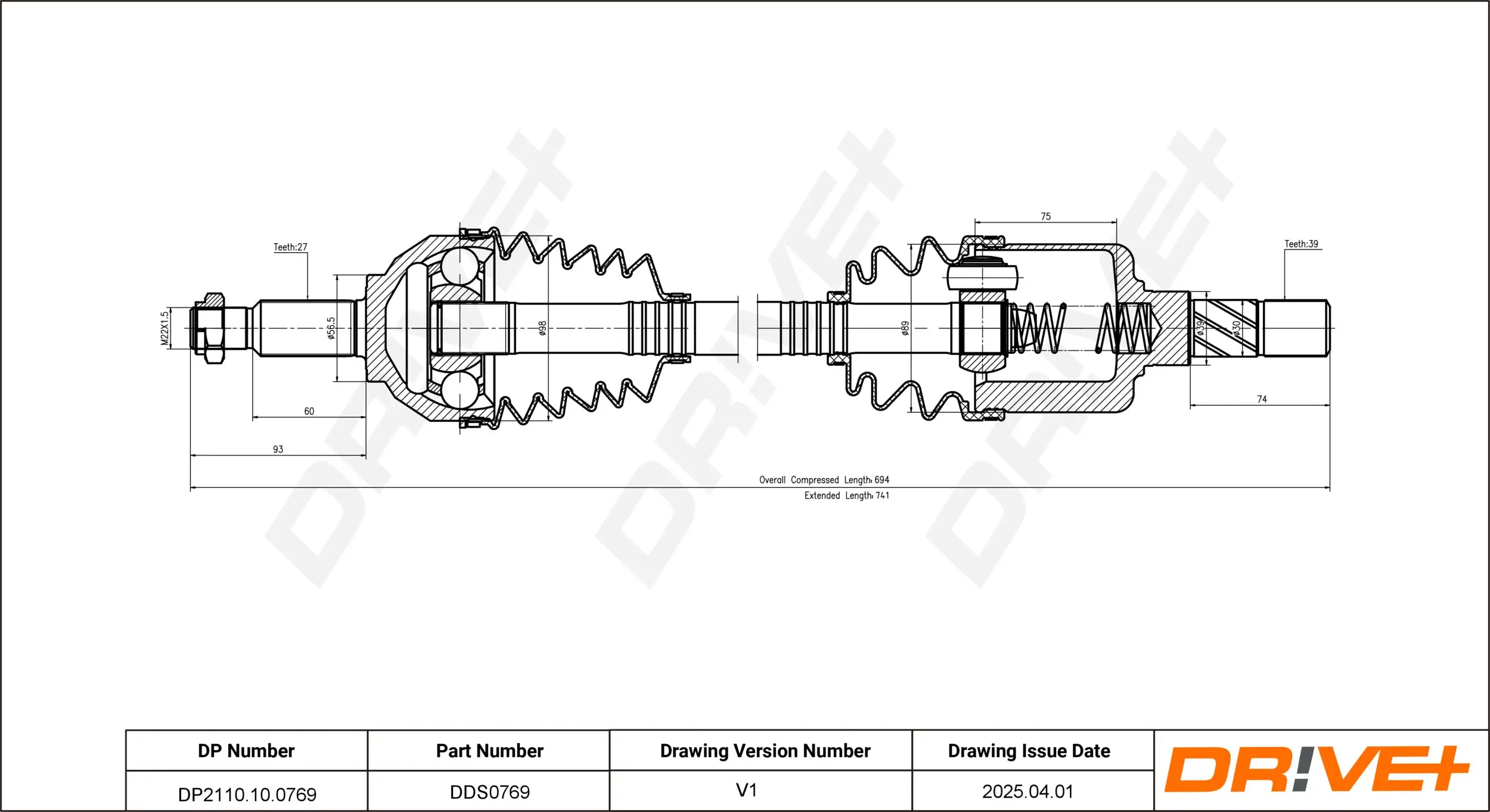 Antriebswelle Vorderachse links Dr!ve+ DP2110.10.0769