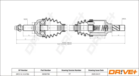Antriebswelle Vorderachse links Dr!ve+ DP2110.10.0780 Bild Antriebswelle Vorderachse links Dr!ve+ DP2110.10.0780