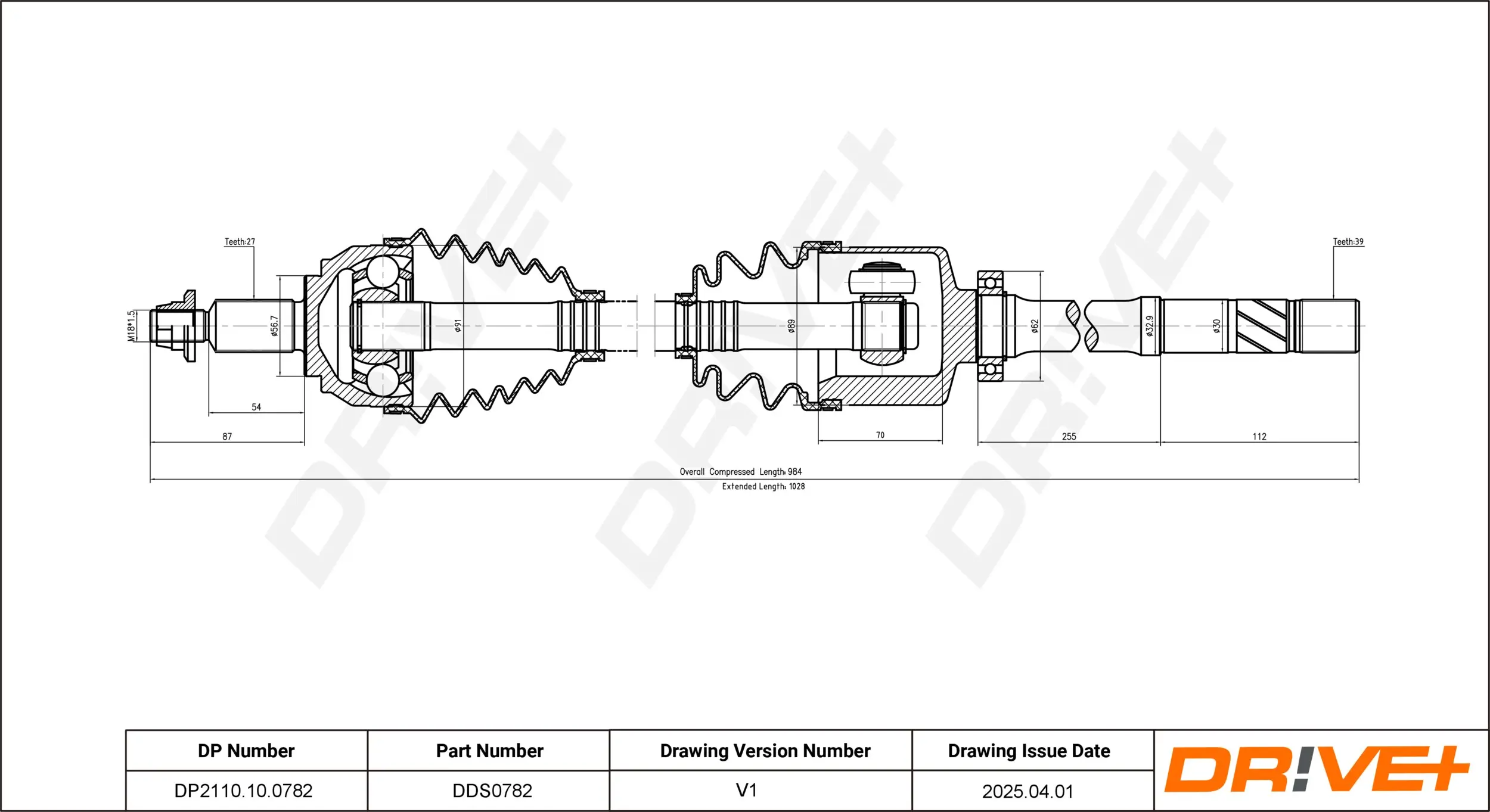 Antriebswelle Vorderachse rechts Dr!ve+ DP2110.10.0782