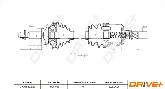 Antriebswelle Vorderachse links Dr!ve+ DP2110.10.0783 Bild Antriebswelle Vorderachse links Dr!ve+ DP2110.10.0783