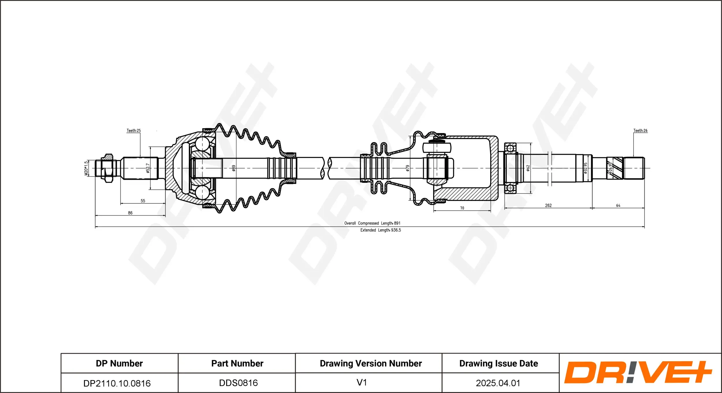 Antriebswelle Dr!ve+ DP2110.10.0816