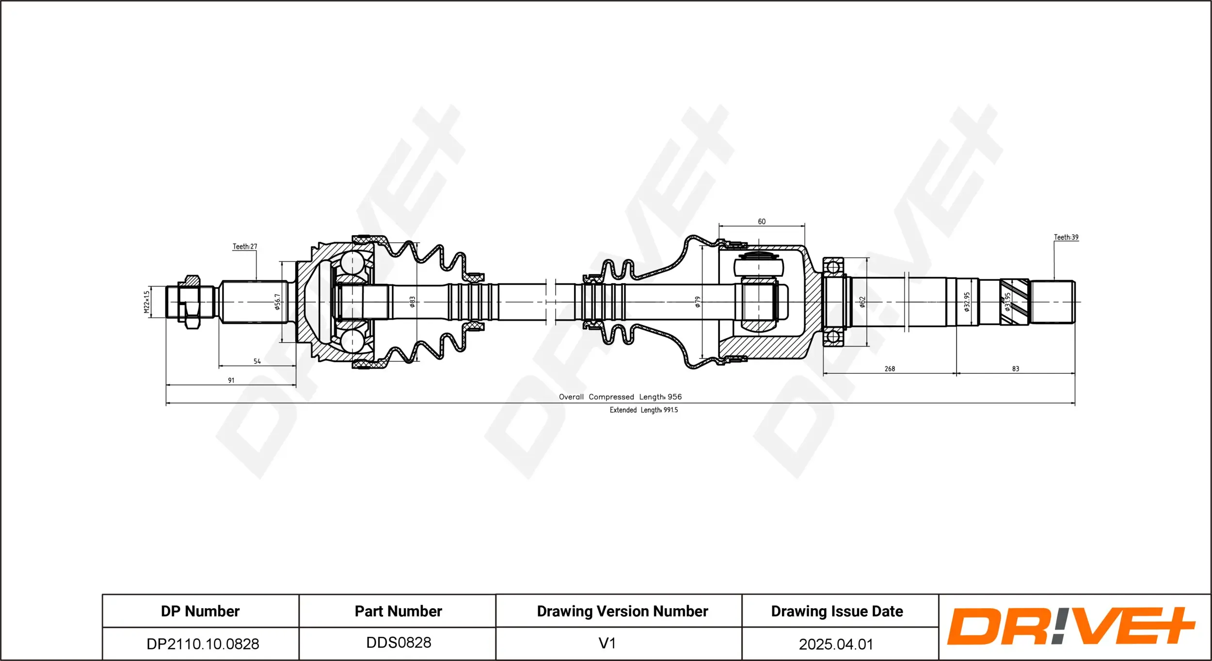 Antriebswelle Vorderachse rechts Dr!ve+ DP2110.10.0828