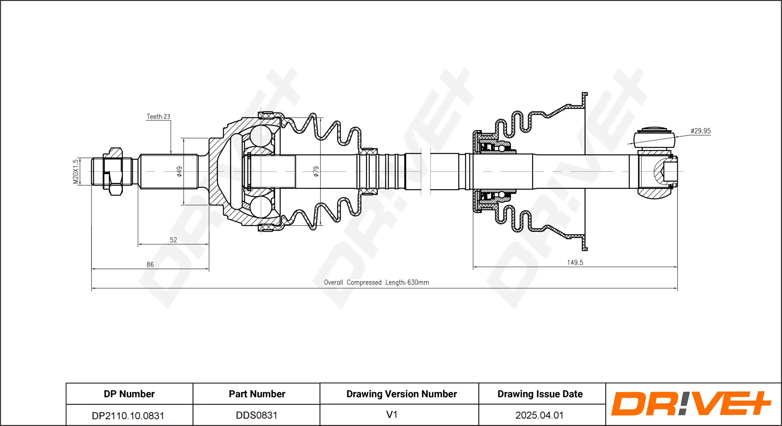 Antriebswelle Vorderachse links Dr!ve+ DP2110.10.0831