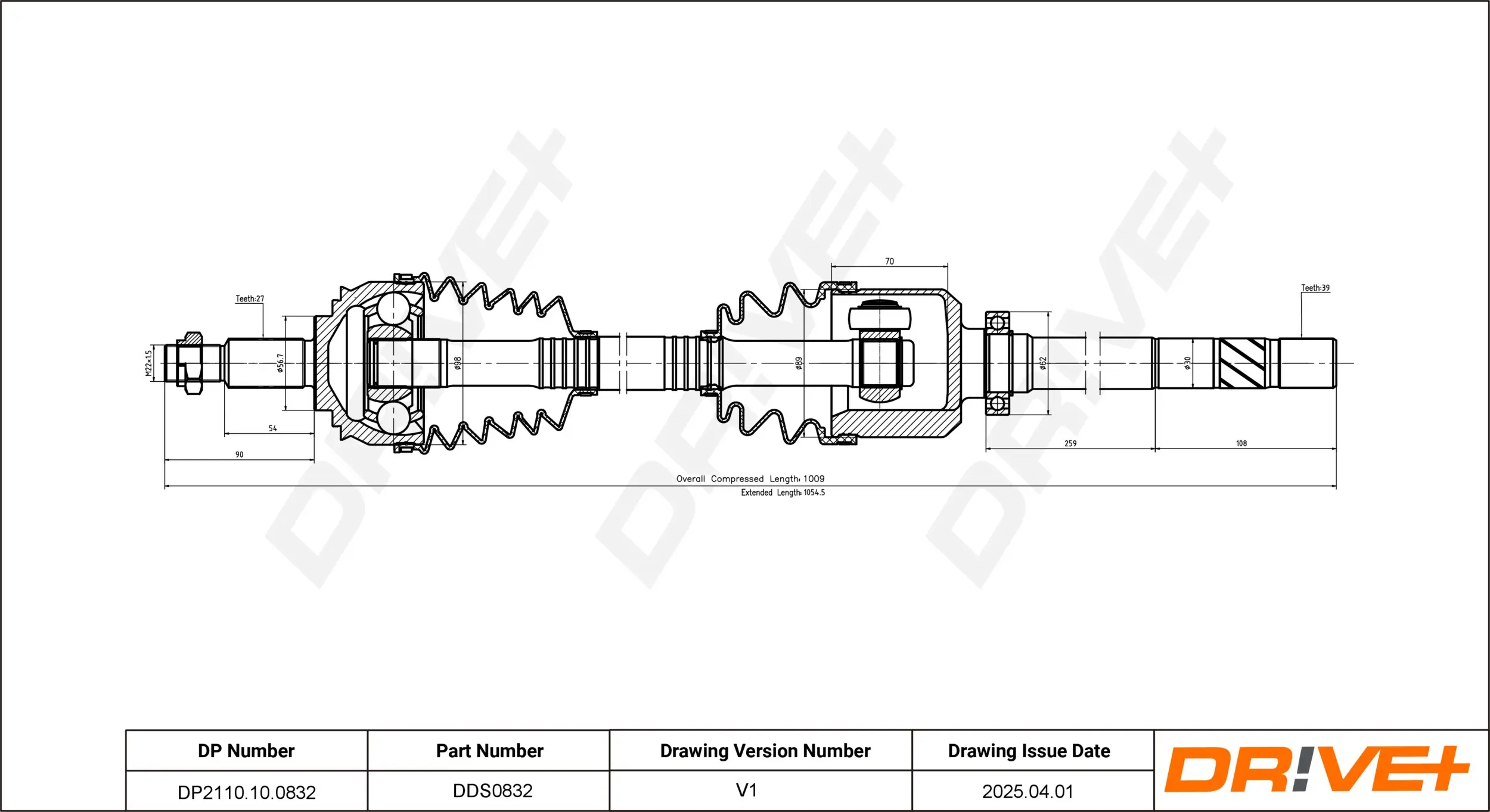 Antriebswelle Dr!ve+ DP2110.10.0832