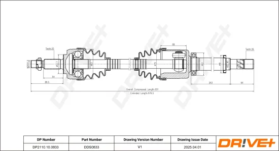 Antriebswelle Vorderachse rechts DR!VE+ DP2110.10.0833 Bild Antriebswelle Vorderachse rechts DR!VE+ DP2110.10.0833