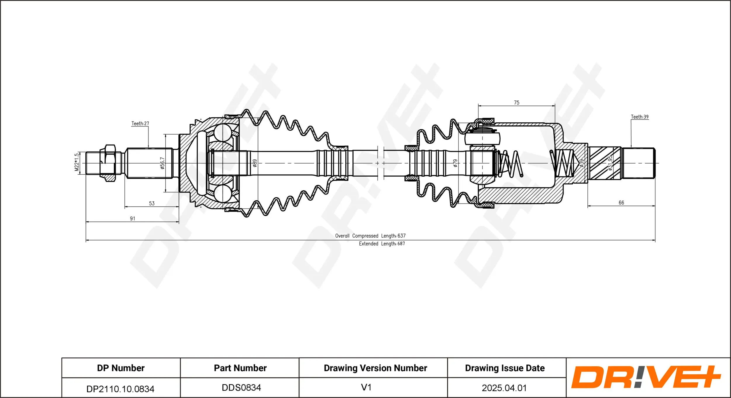 Antriebswelle Vorderachse links Dr!ve+ DP2110.10.0834