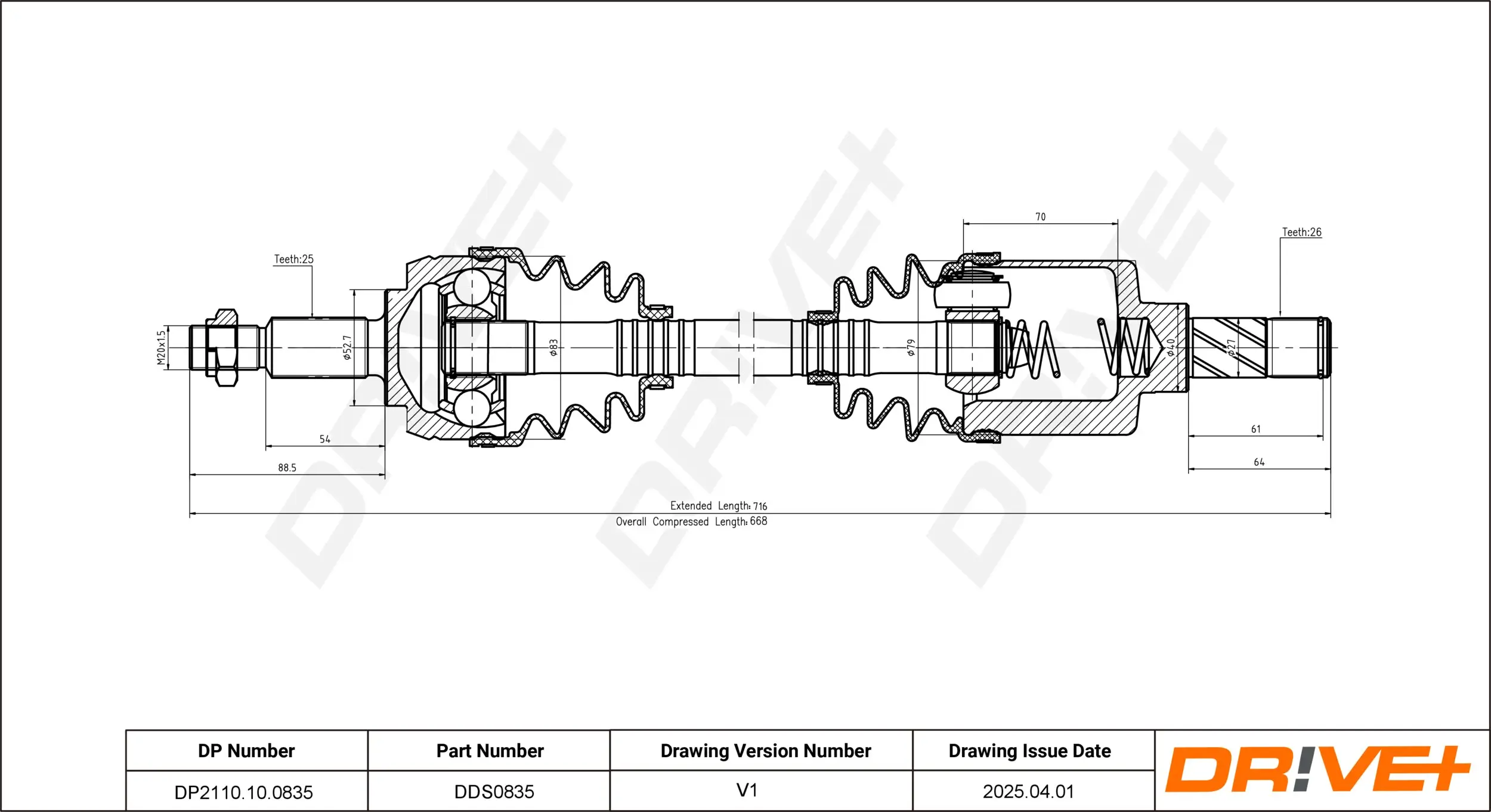 Antriebswelle Vorderachse links Dr!ve+ DP2110.10.0835
