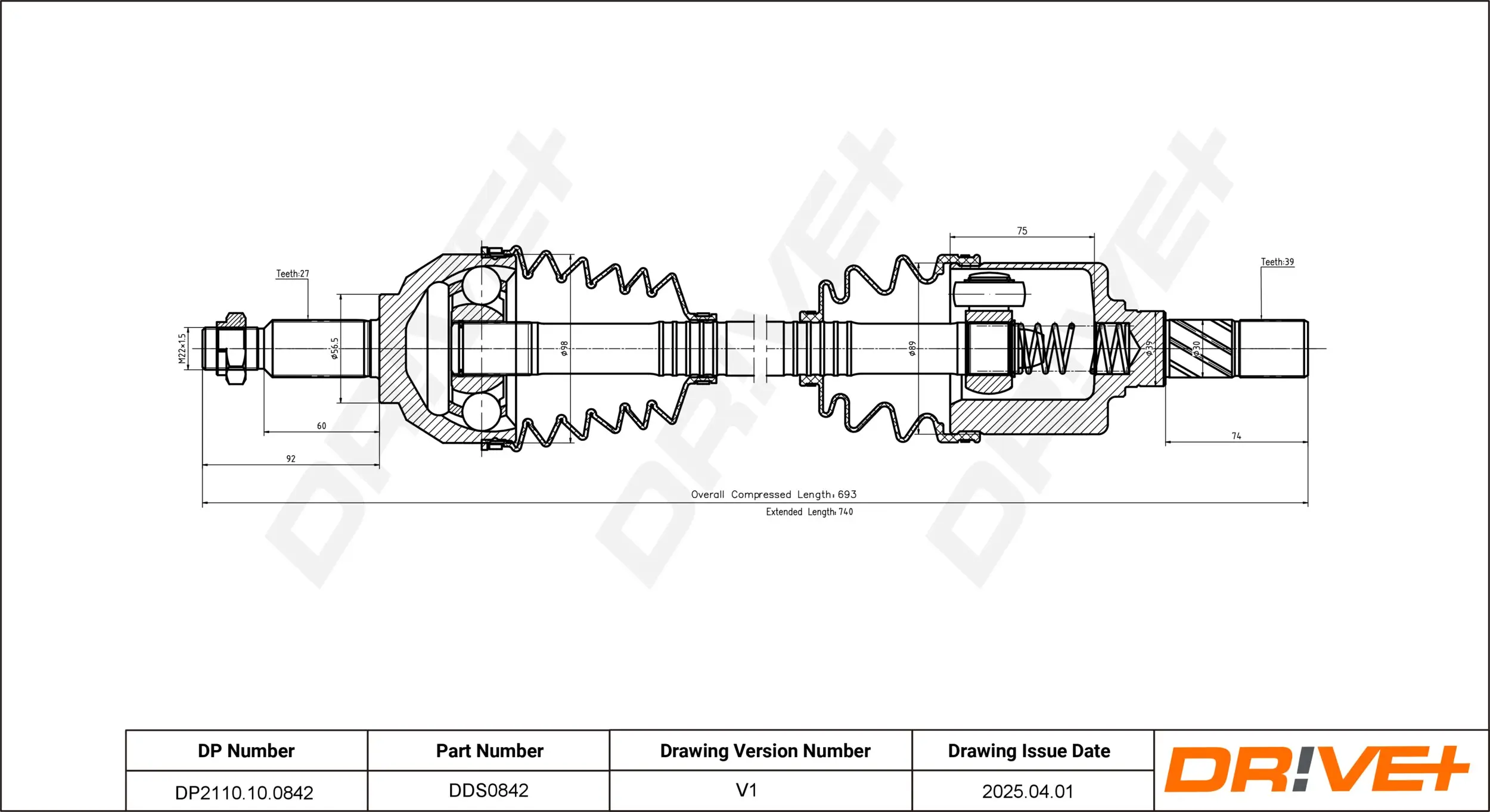 Antriebswelle Vorderachse links Dr!ve+ DP2110.10.0842