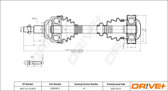 Antriebswelle Vorderachse rechts Dr!ve+ DP2110.10.0870 Bild Antriebswelle Vorderachse rechts Dr!ve+ DP2110.10.0870