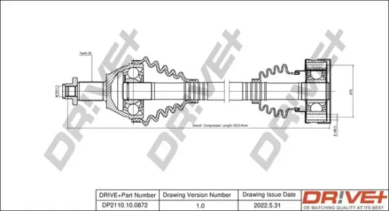 Antriebswelle Vorderachse links Dr!ve+ DP2110.10.0872 Bild Antriebswelle Vorderachse links Dr!ve+ DP2110.10.0872