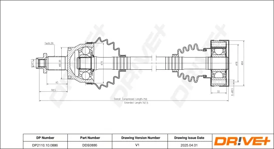 Antriebswelle Vorderachse rechts Dr!ve+ DP2110.10.0886 Bild Antriebswelle Vorderachse rechts Dr!ve+ DP2110.10.0886