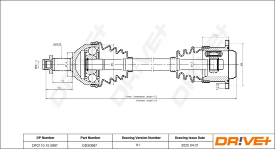 Antriebswelle Dr!ve+ DP2110.10.0887 Bild Antriebswelle Dr!ve+ DP2110.10.0887