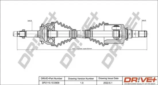 Antriebswelle Vorderachse rechts Dr!ve+ DP2110.10.0909 Bild Antriebswelle Vorderachse rechts Dr!ve+ DP2110.10.0909